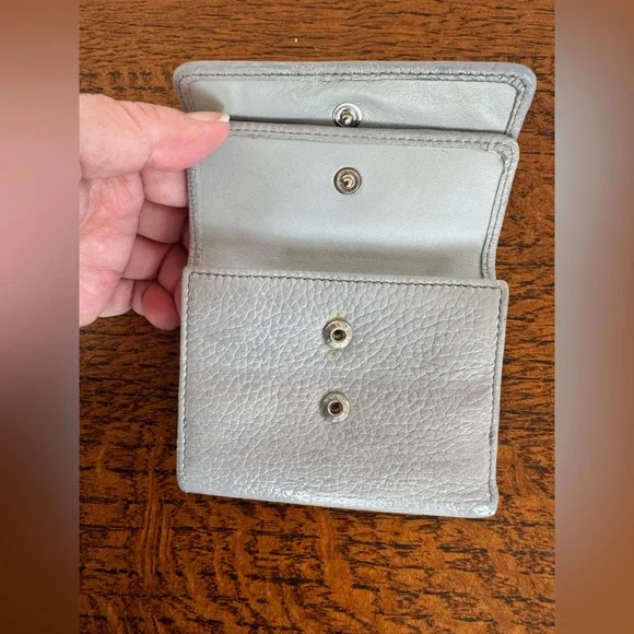 Prada Vitello Dino Leather Mini Wallet - Metallic Silver with COA - Picture 9 of 16